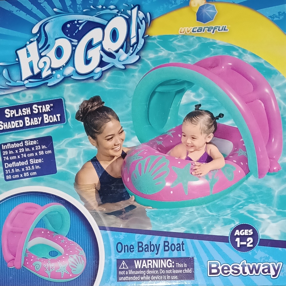 H2O Go! Pink and Blue Shaded Baby Boat Ages 1+ Keeps Baby Safe In Water